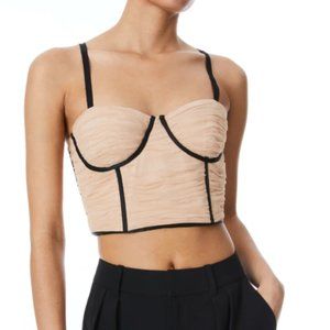 NWT Alice + Olivia Damia Ruched Bustier Corset Top - Almond Size 6